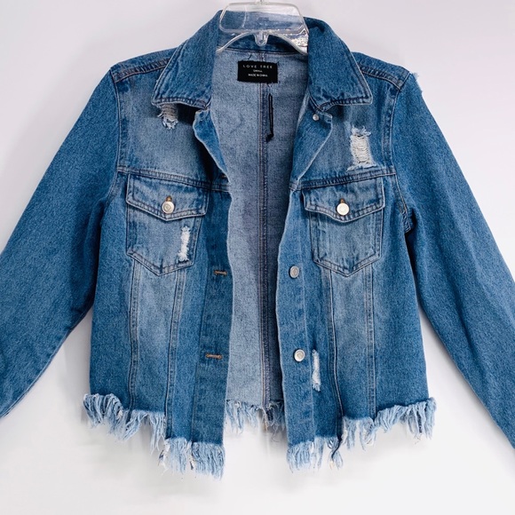 love tree distressed denim jacket
